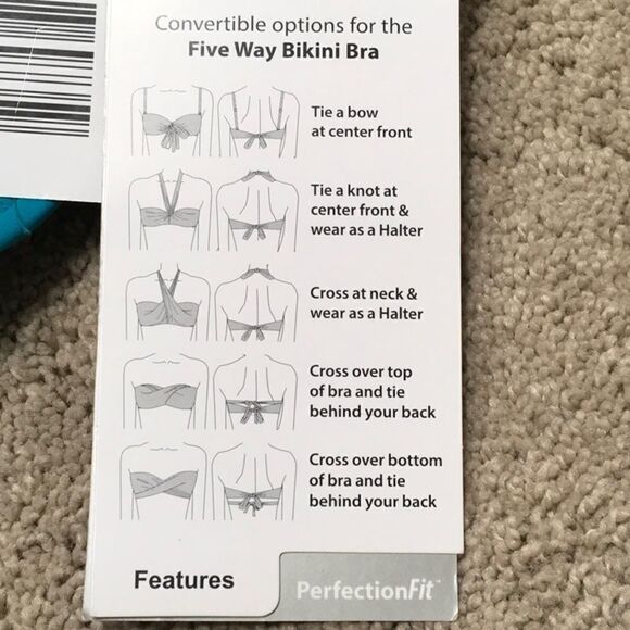 COCO REEF 5-way Bra Sized teal bikini top. 36/38C - Picture 10 of 11